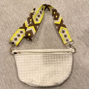 Stylish Cream Woven Crossbody Bag